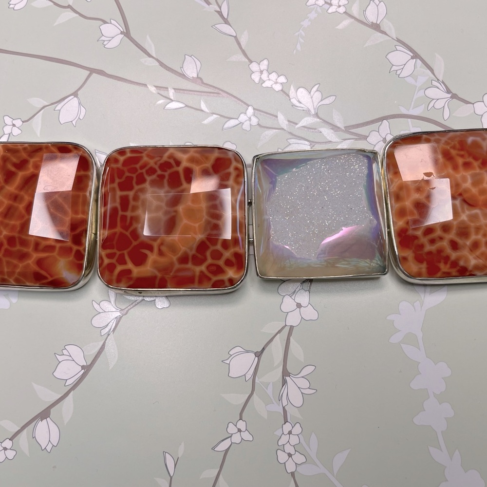 Fire Agate & Druzy Bracelet